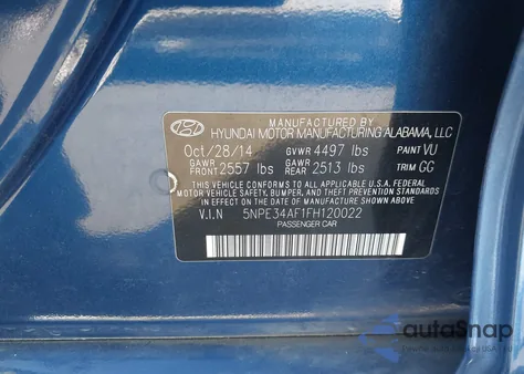 2015 Hyundai Sonata Sport from USA, damaged, VIN 5NPE34AF1FH120022